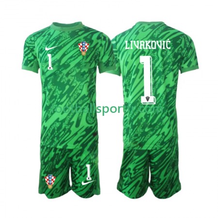 Tenue Croatie DOMINIK LIVAKOVIC 1 Gardien Enfant Exterieur 2024 Maillot de Foot